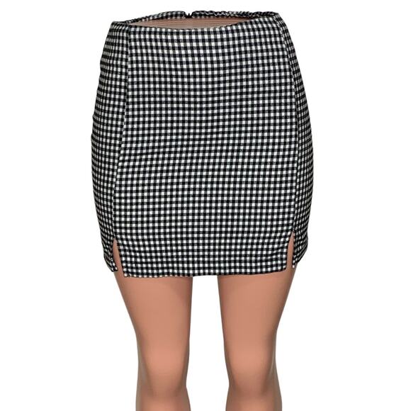 Eyeshadow Mini Skirt Houdstooth Plaid Black and White Size 3 Junior - Picture 2 of 10